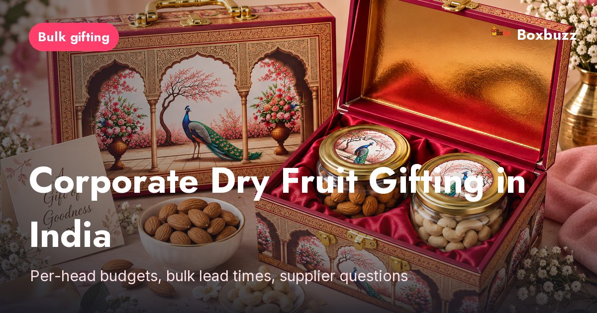 A Boxbuzz two-jar dry fruit gift box of cashews and pista for corporate gifting