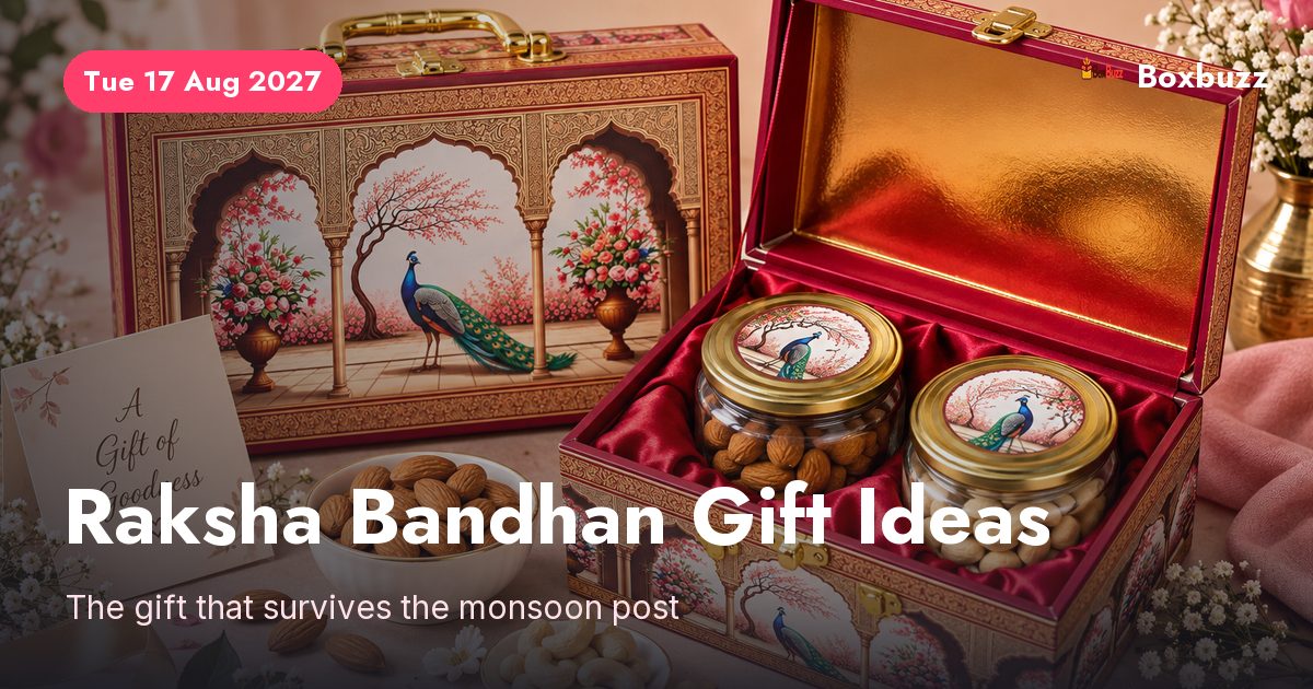 A Boxbuzz two-jar dry fruit gift box of almonds and cashews as a Raksha Bandhan gift